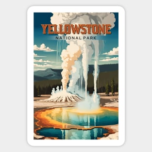 Yellowstone Famous Geyser Modern Tourism Ad Sticker